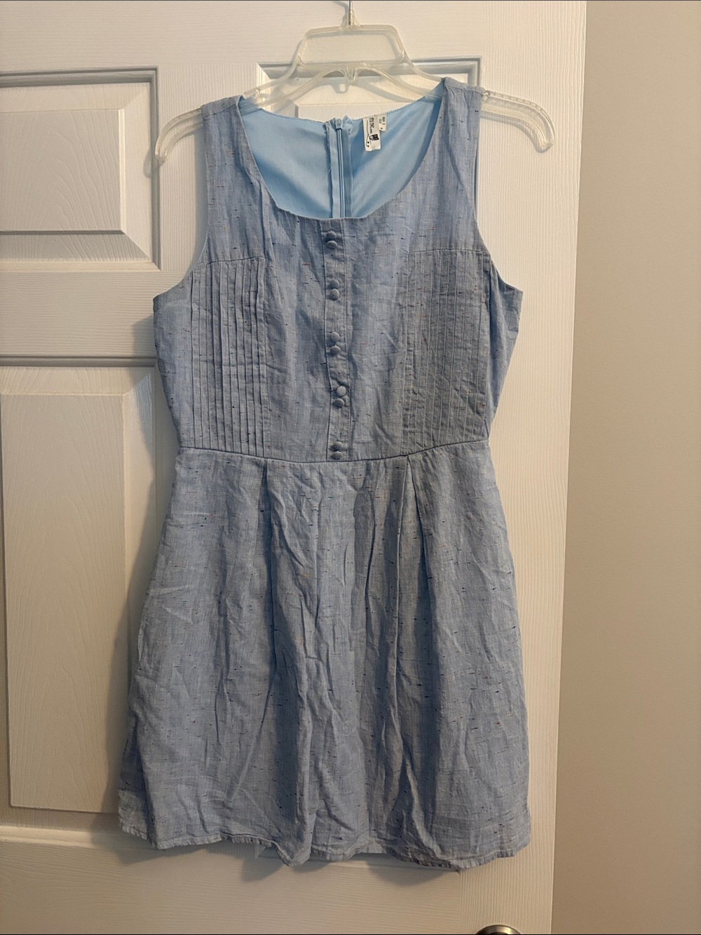 Pink Owl Light Blue Sleeveless Cotton Dress